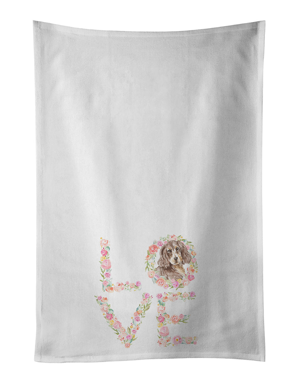Cocker Spaniel #5 LOVE Kitchen Towel Set of 2 White Dish Towels Decorative Bathroom Hand towel for Hand, Face, Hair, Yoga, Tea, Dishcloth, 19 X 28", White