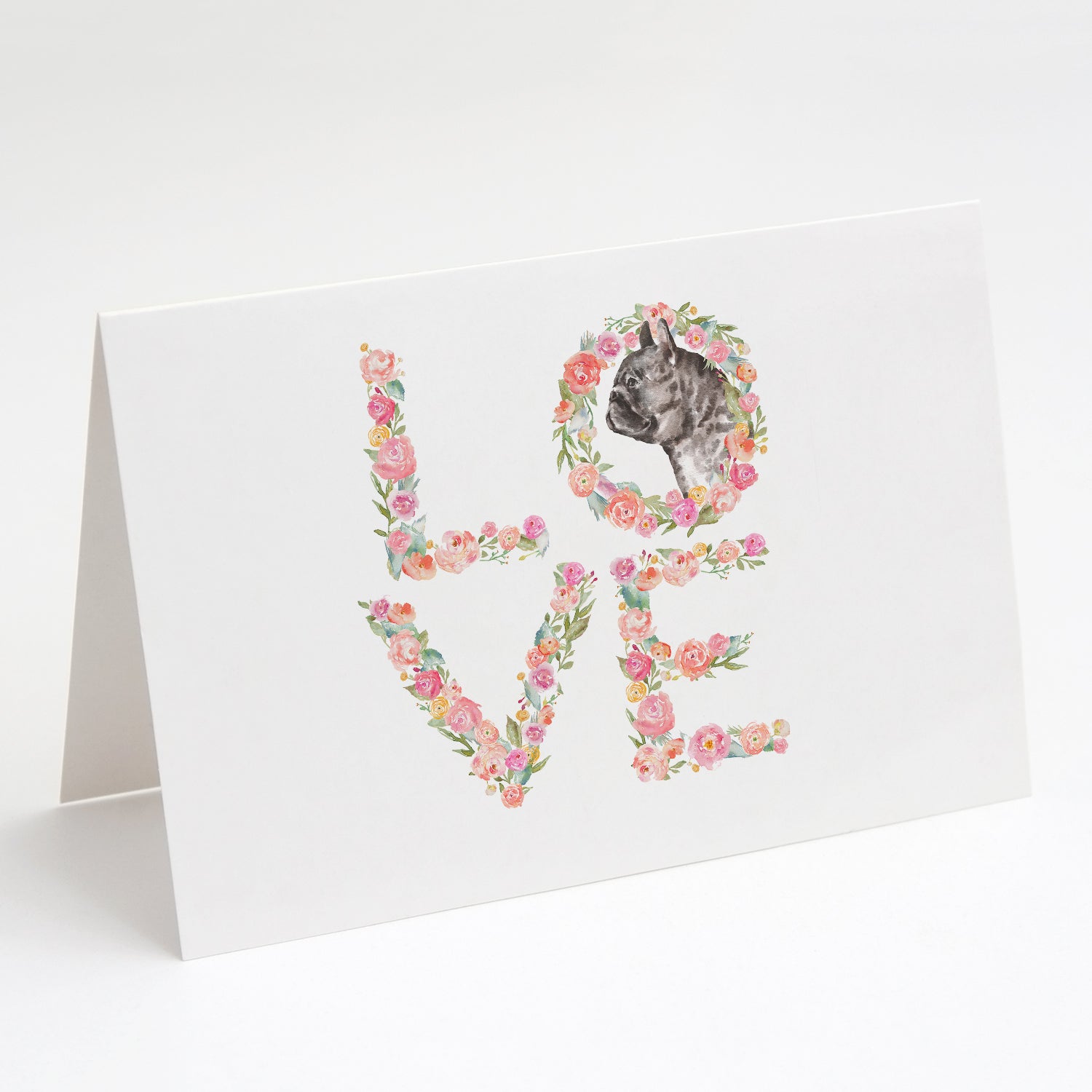 French Bulldog #4 LOVE Greeting Cards Pack of 8 Blank Cards with Envelopes Whimsical A7 Size 5x7