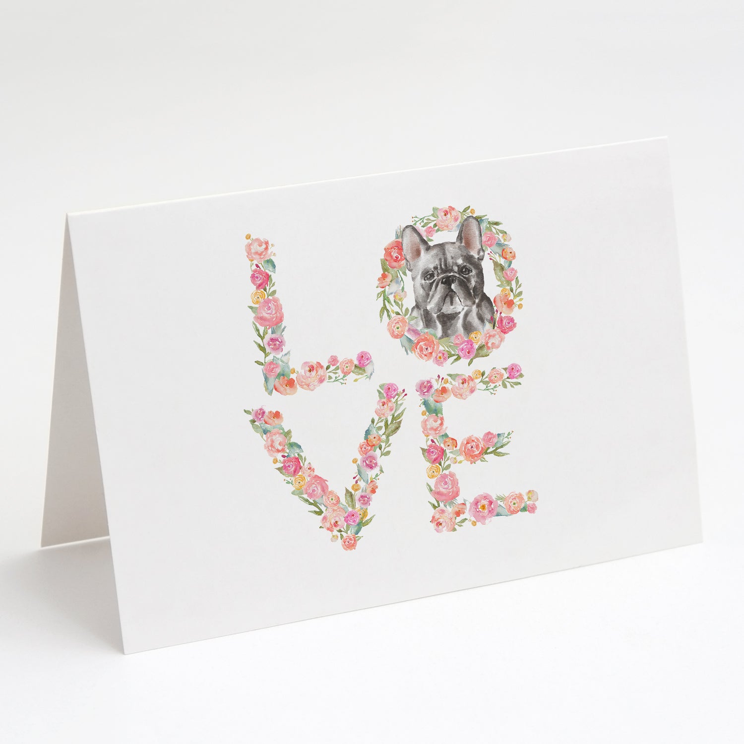 French Bulldog #5 LOVE Greeting Cards Pack of 8 Blank Cards with Envelopes Whimsical A7 Size 5x7