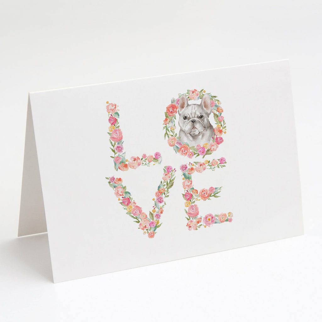 French Bulldog #10 LOVE Greeting Cards Pack of 8 Blank Cards with Envelopes Whimsical A7 Size 5x7