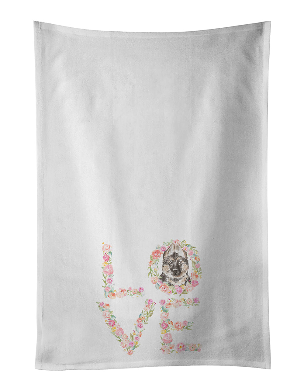 German Shepherd #4 LOVE Kitchen Towel Set of 2 White Dish Towels Decorative Bathroom Hand towel for Hand, Face, Hair, Yoga, Tea, Dishcloth, 19 X 28", White