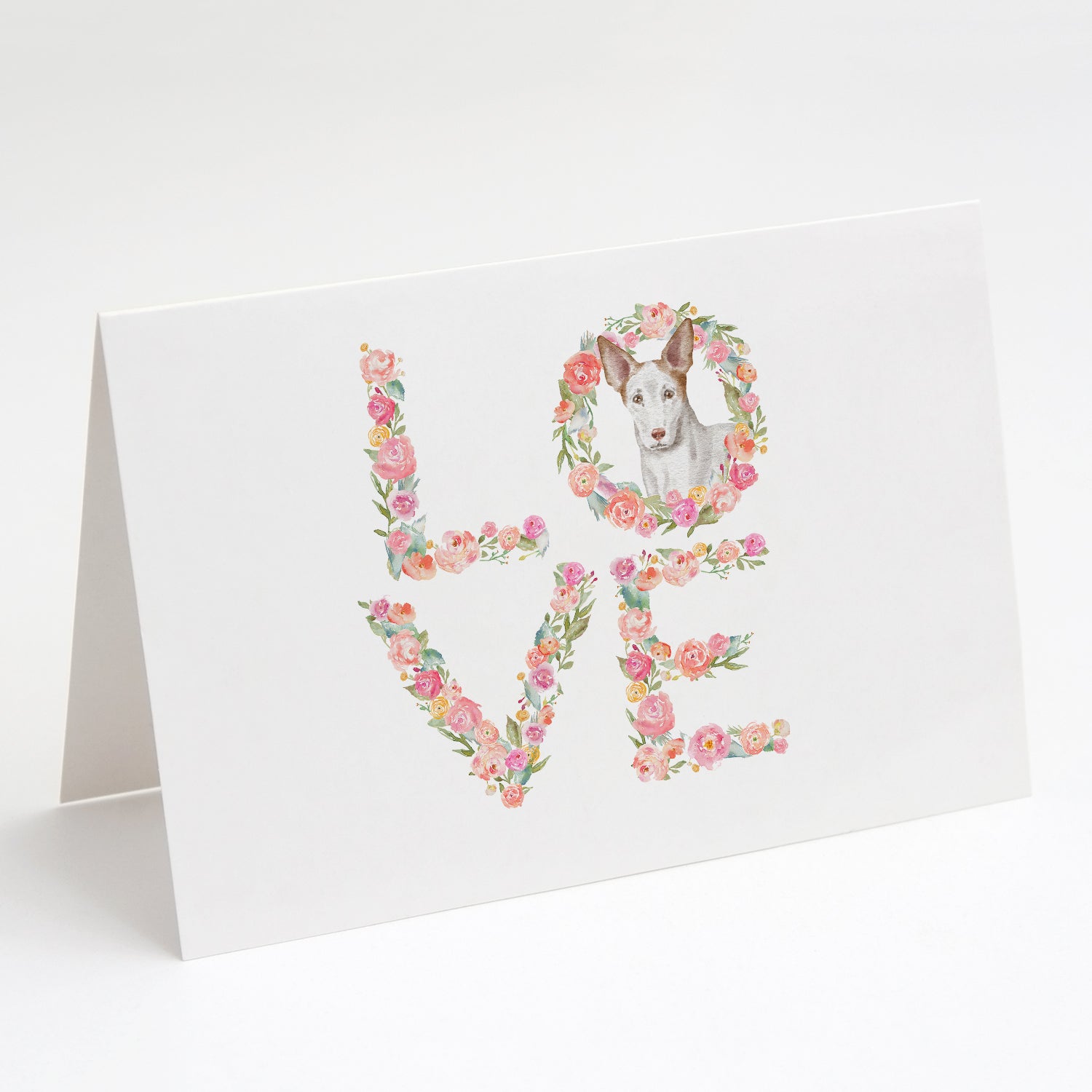 Ibizan Hound #1 LOVE Greeting Cards Pack of 8 Blank Cards with Envelopes Whimsical A7 Size 5x7