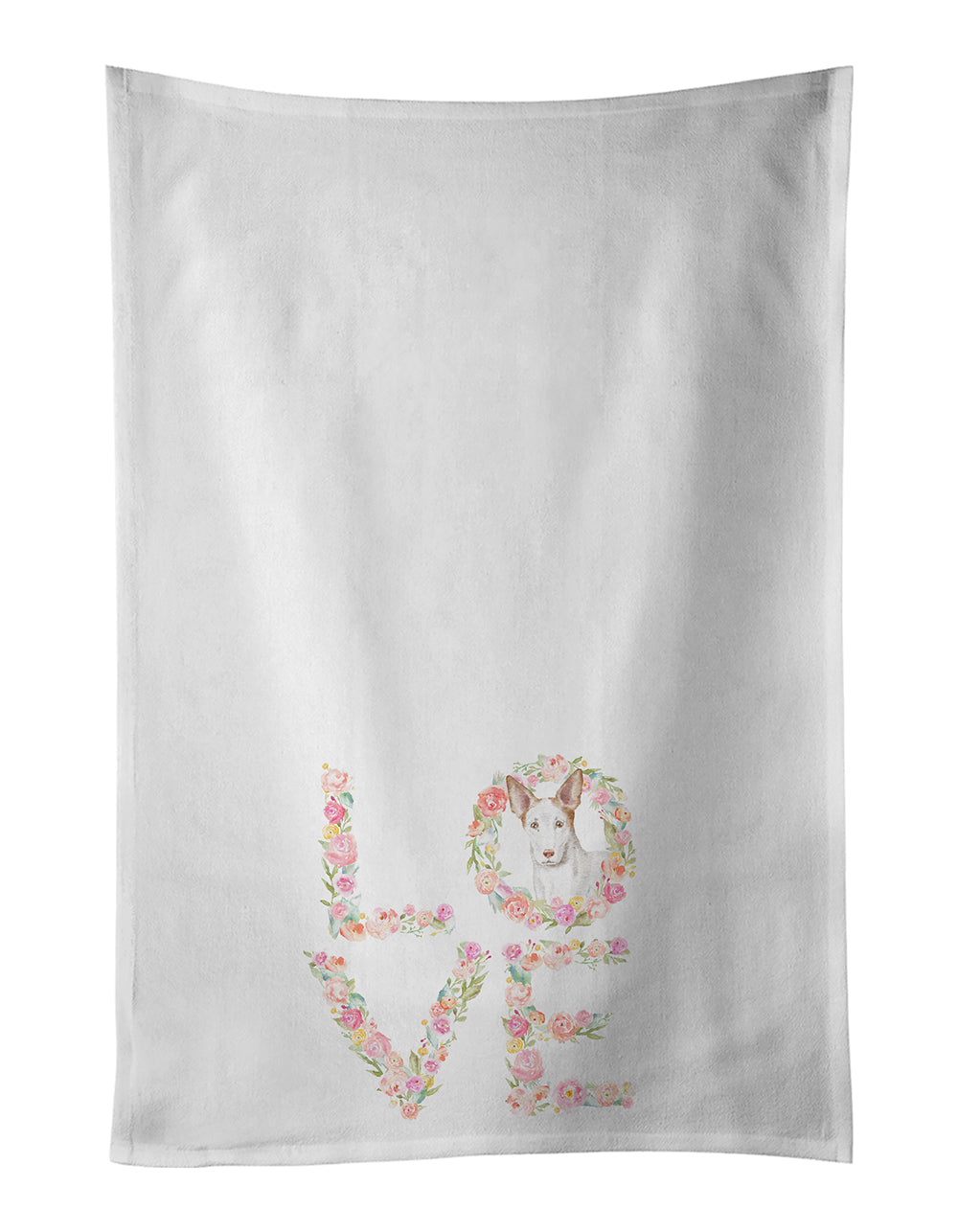 Ibizan Hound #1 LOVE Kitchen Towel Set of 2 White Dish Towels Decorative Bathroom Hand towel for Hand, Face, Hair, Yoga, Tea, Dishcloth, 19 X 28", White