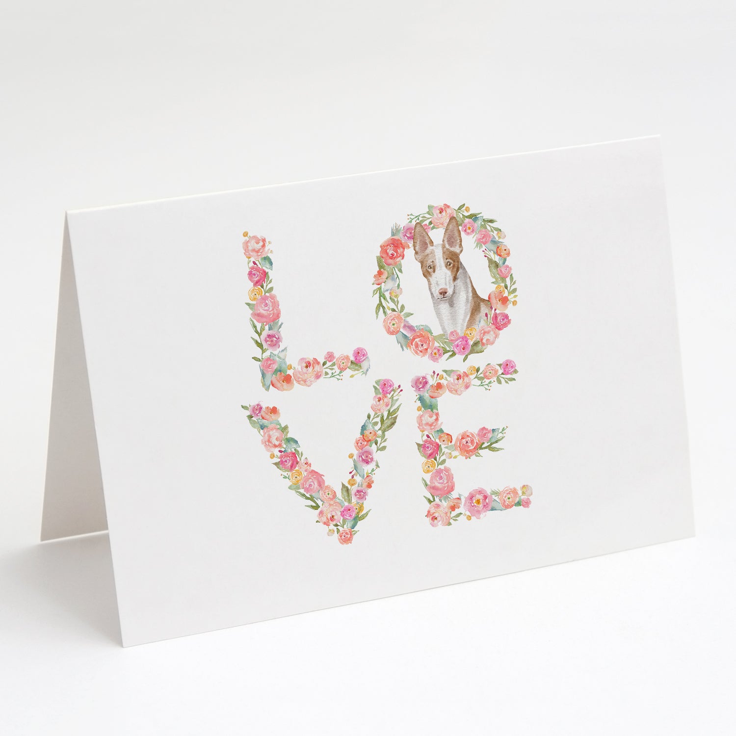 Ibizan Hound #3 LOVE Greeting Cards Pack of 8 Blank Cards with Envelopes Whimsical A7 Size 5x7