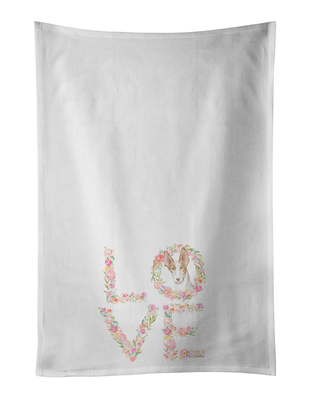 Ibizan Hound #5 LOVE Kitchen Towel Set of 2 White Dish Towels Decorative Bathroom Hand towel for Hand, Face, Hair, Yoga, Tea, Dishcloth, 19 X 28", White