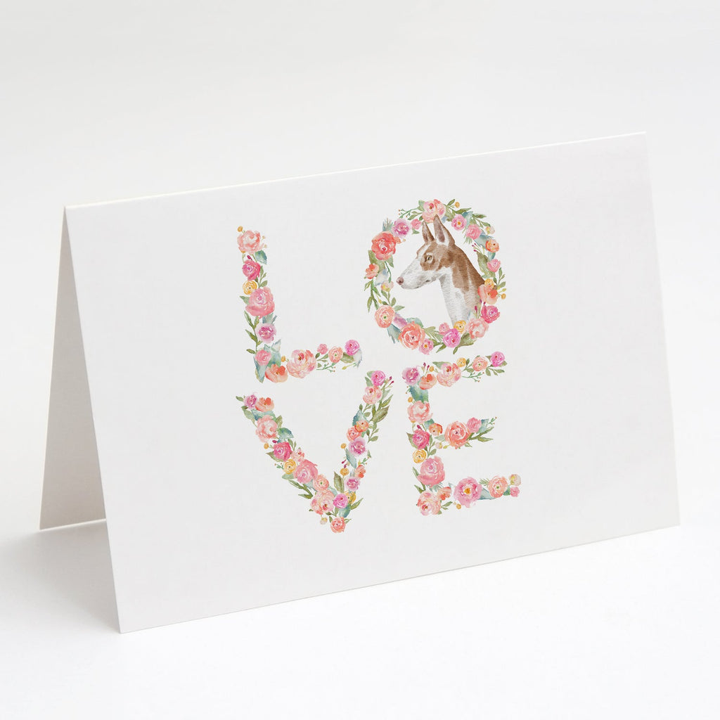 Ibizan Hound #6 LOVE Greeting Cards Pack of 8 Blank Cards with Envelopes Whimsical A7 Size 5x7