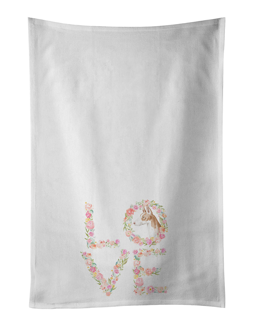 Ibizan Hound #6 LOVE Kitchen Towel Set of 2 White Dish Towels Decorative Bathroom Hand towel for Hand, Face, Hair, Yoga, Tea, Dishcloth, 19 X 28", White