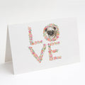 Pug #1 LOVE Greeting Cards Pack of 8 Blank Cards with Envelopes Whimsical A7 Size 5x7