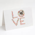 Pug #9 LOVE Greeting Cards Pack of 8 Blank Cards with Envelopes Whimsical A7 Size 5x7