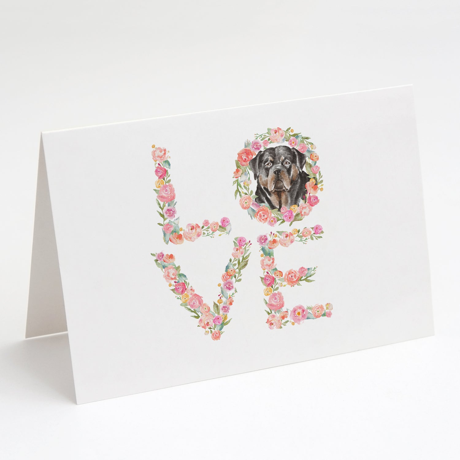 Rottweiler #1 LOVE Greeting Cards Pack of 8 Blank Cards with Envelopes Whimsical A7 Size 5x7