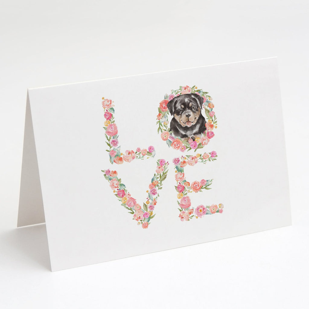 Rottweiler #2 LOVE Greeting Cards Pack of 8 Blank Cards with Envelopes Whimsical A7 Size 5x7