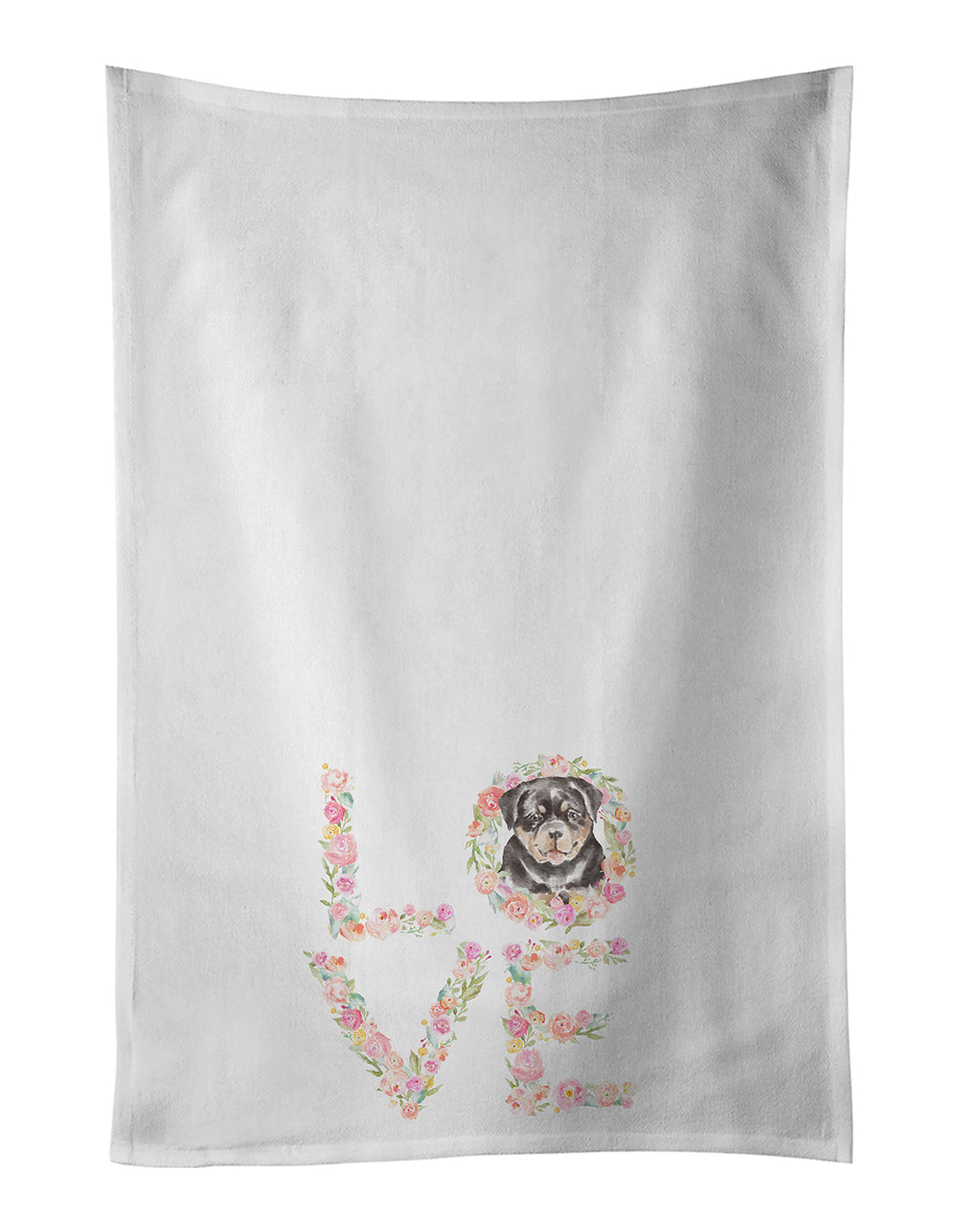 Rottweiler #2 LOVE Kitchen Towel Set of 2 White Dish Towels Decorative Bathroom Hand towel for Hand, Face, Hair, Yoga, Tea, Dishcloth, 19 X 28", White