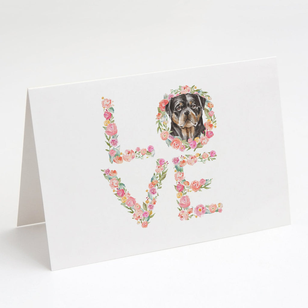 Rottweiler #5 LOVE Greeting Cards Pack of 8 Blank Cards with Envelopes Whimsical A7 Size 5x7