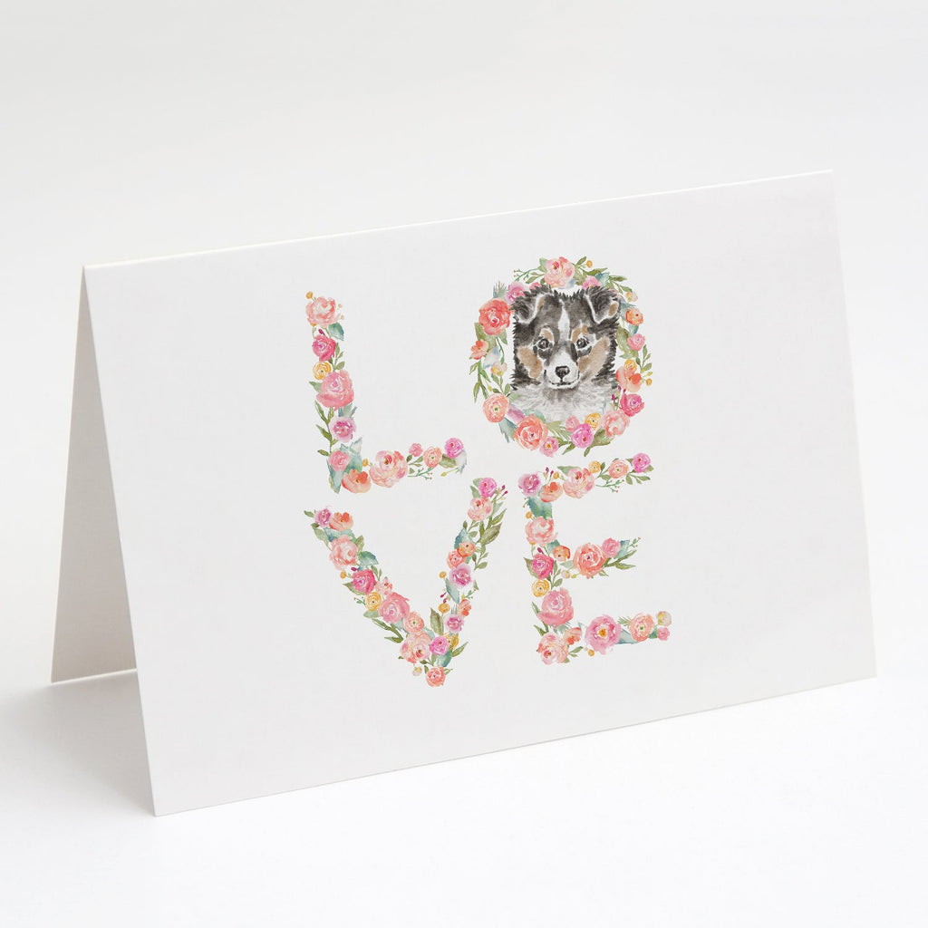 Sheltie #1 LOVE Greeting Cards Pack of 8 Blank Cards with Envelopes Whimsical A7 Size 5x7