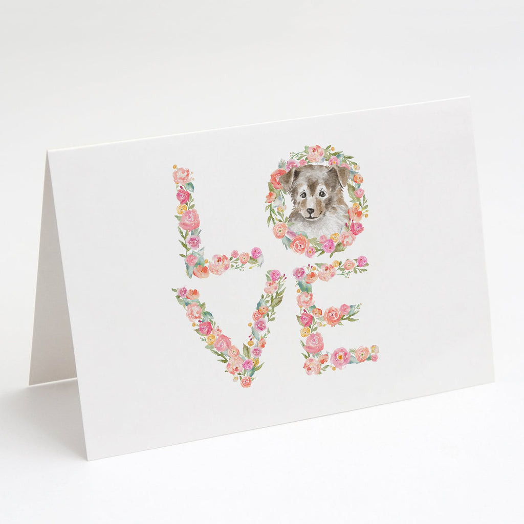 Sheltie #8 LOVE Greeting Cards Pack of 8 Blank Cards with Envelopes Whimsical A7 Size 5x7