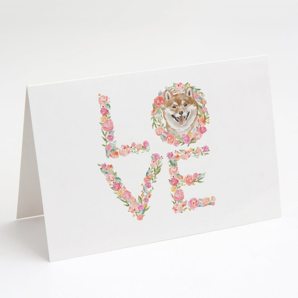 Shiba Inu #1 LOVE Greeting Cards Pack of 8 Blank Cards with Envelopes Whimsical A7 Size 5x7