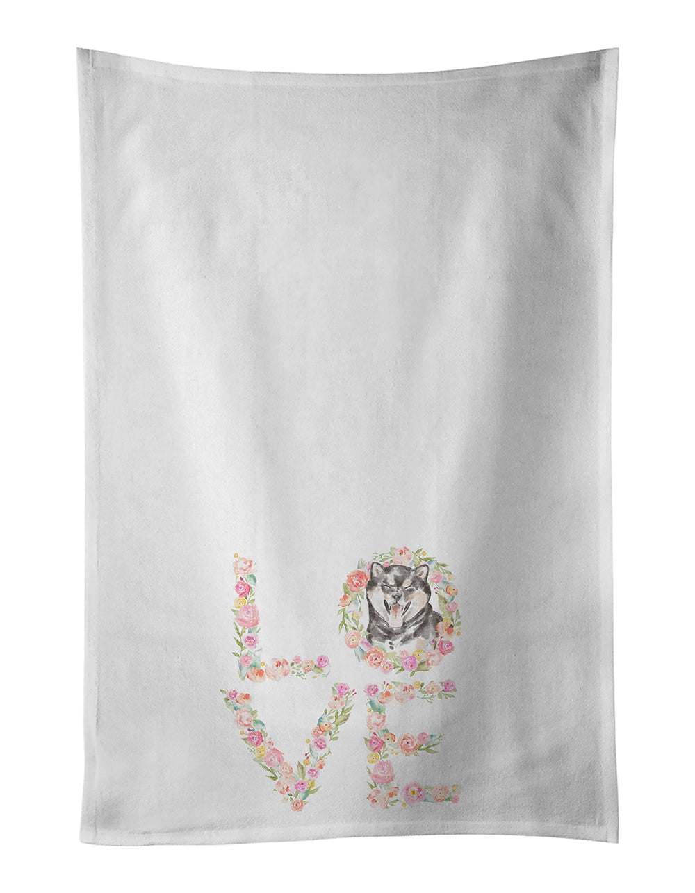 Shiba Inu #6 LOVE Kitchen Towel Set of 2 White Dish Towels Decorative Bathroom Hand towel for Hand, Face, Hair, Yoga, Tea, Dishcloth, 19 X 28", White