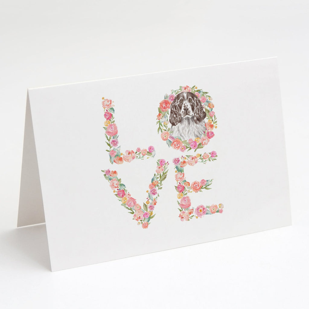 English Springer Spaniel #4 LOVE Greeting Cards Pack of 8 Blank Cards with Envelopes Whimsical A7 Size 5x7