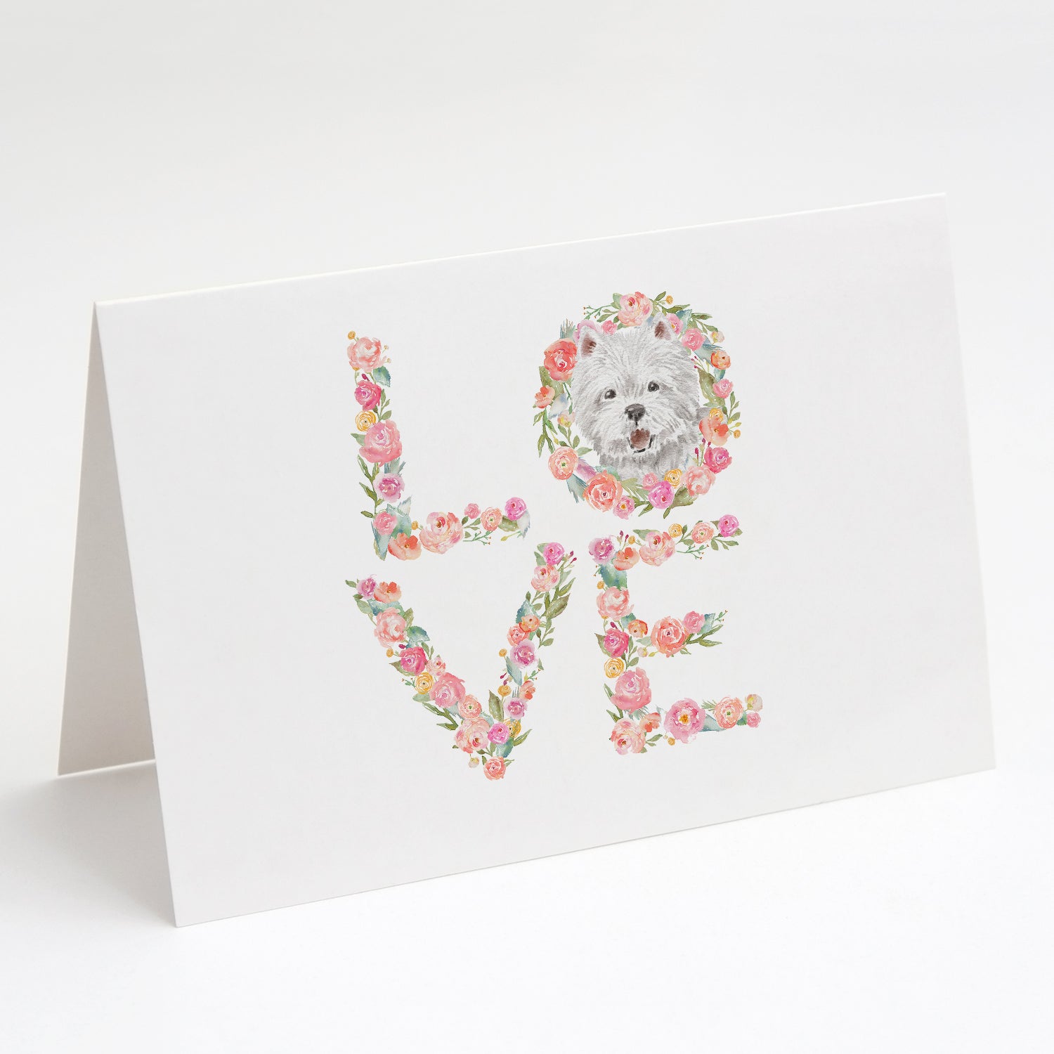 Westie #2 LOVE Greeting Cards Pack of 8 Blank Cards with Envelopes Whimsical A7 Size 5x7