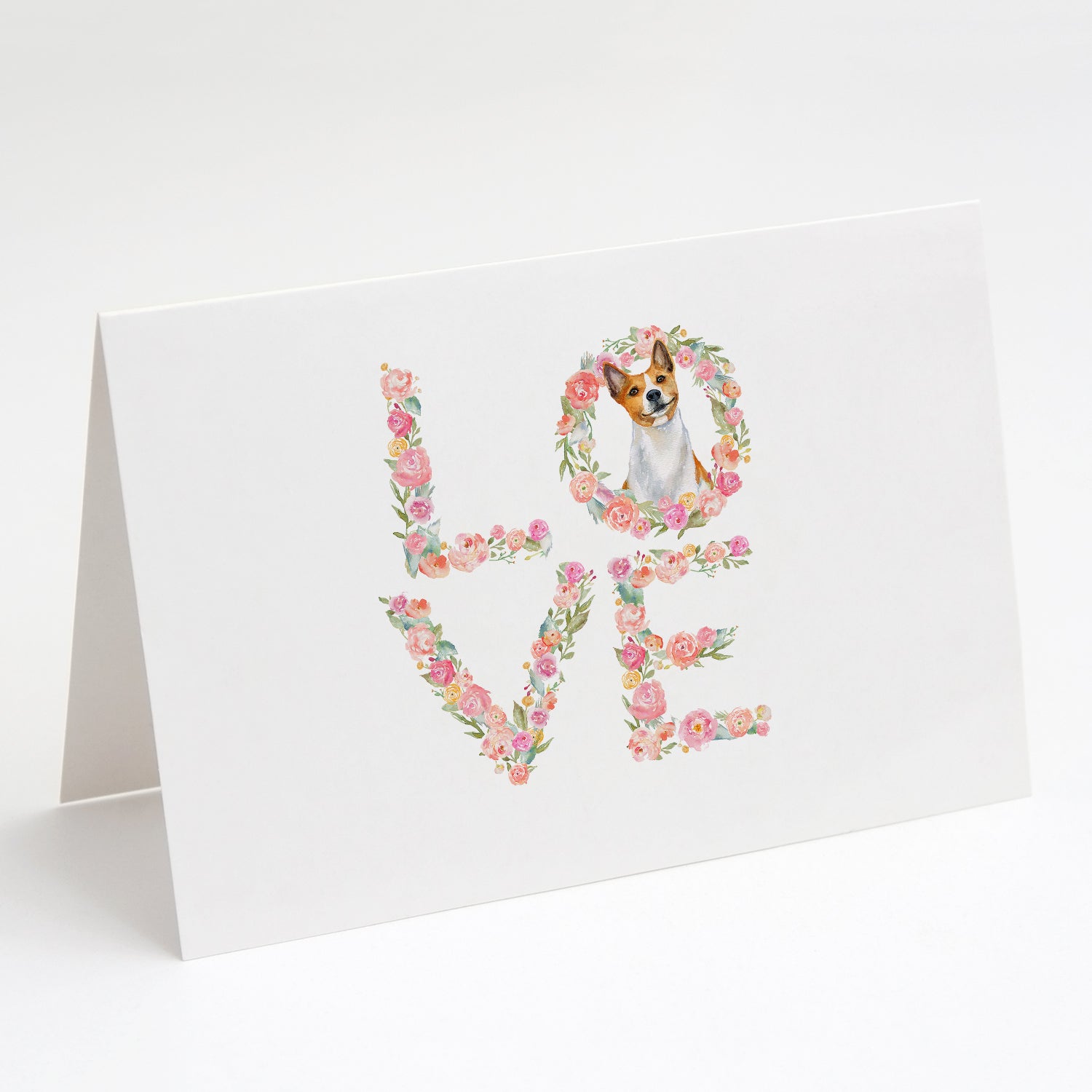 Basenji Love Greeting Cards Pack of 8 Blank Cards with Envelopes Whimsical A7 Size 5x7