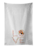 Basset Hound Love Kitchen Towel Set of 2 White Dish Towels Decorative Bathroom Hand towel for Hand, Face, Hair, Yoga, Tea, Dishcloth, 19 X 28", White