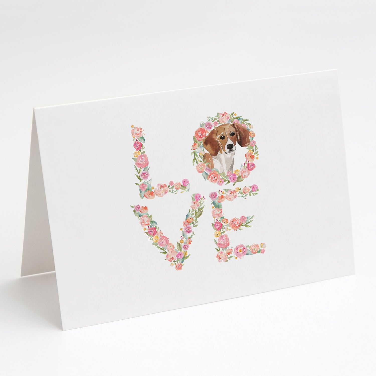 Beagle #2 Love Greeting Cards Pack of 8 Blank Cards with Envelopes Whimsical A7 Size 5x7