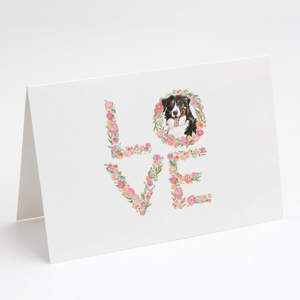 Bernese Mountain Dog Love Greeting Cards Pack of 8 Blank Cards with Envelopes Whimsical A7 Size 5x7