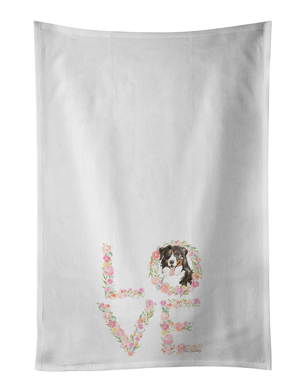 Bernese Mountain Dog Love Kitchen Towel Set of 2 White Dish Towels Decorative Bathroom Hand towel for Hand, Face, Hair, Yoga, Tea, Dishcloth, 19 X 28", White