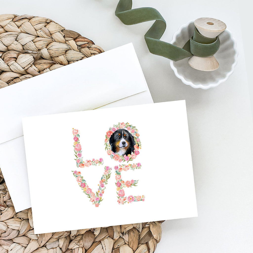 Bernese Mountain Dog #2 Love Greeting Cards Pack of 8 Blank Cards with Envelopes Whimsical A7 Size 5x7