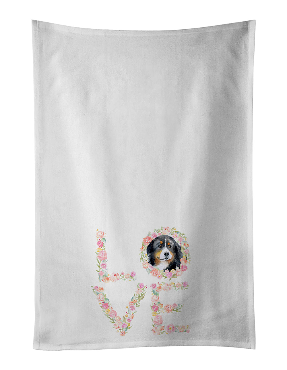 Bernese Mountain Dog #2 Love Kitchen Towel Set of 2 White Dish Towels Decorative Bathroom Hand towel for Hand, Face, Hair, Yoga, Tea, Dishcloth, 19 X 28", White