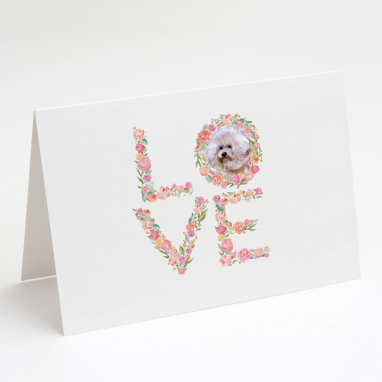 Bichon Frise Love Greeting Cards Pack of 8 Blank Cards with Envelopes Whimsical A7 Size 5x7