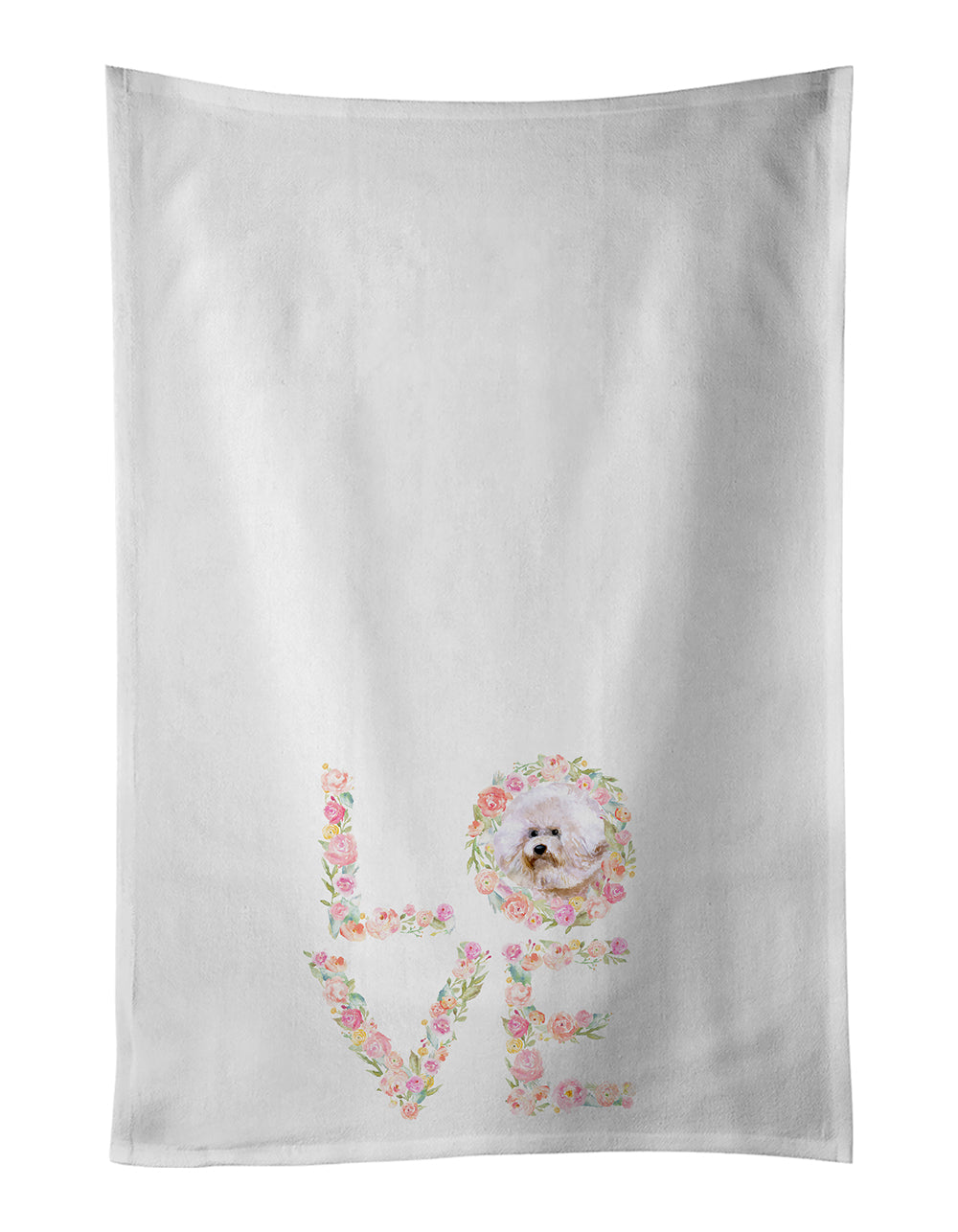 Bichon Frise Love Kitchen Towel Set of 2 White Dish Towels Decorative Bathroom Hand towel for Hand, Face, Hair, Yoga, Tea, Dishcloth, 19 X 28", White