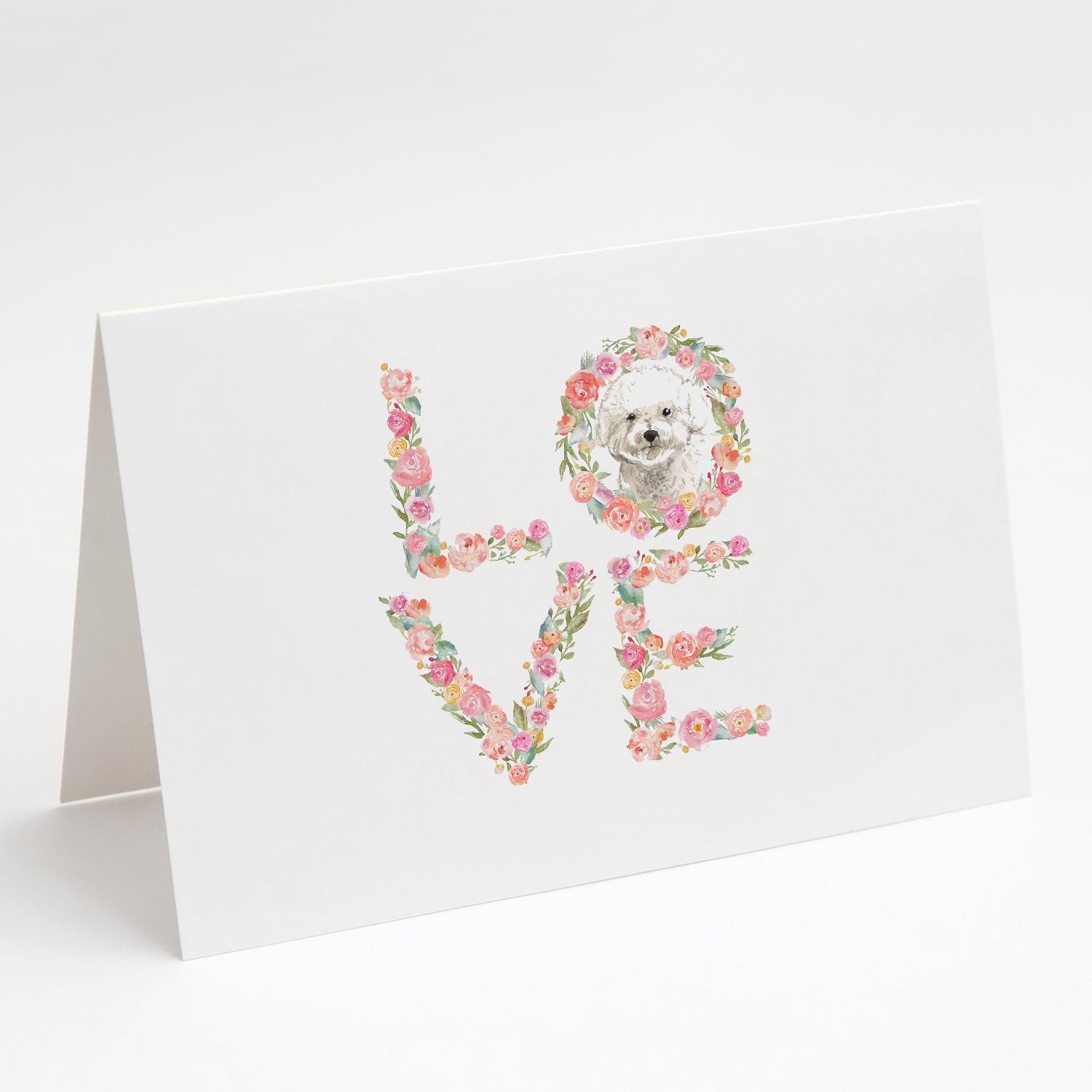Bichon Frise #2 Love Greeting Cards Pack of 8 Blank Cards with Envelopes Whimsical A7 Size 5x7
