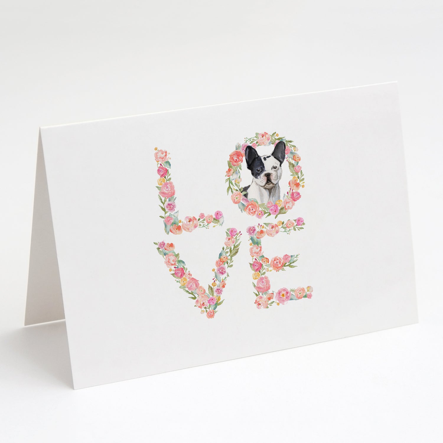 French Bulldog Love Greeting Cards Pack of 8 Blank Cards with Envelopes Whimsical A7 Size 5x7