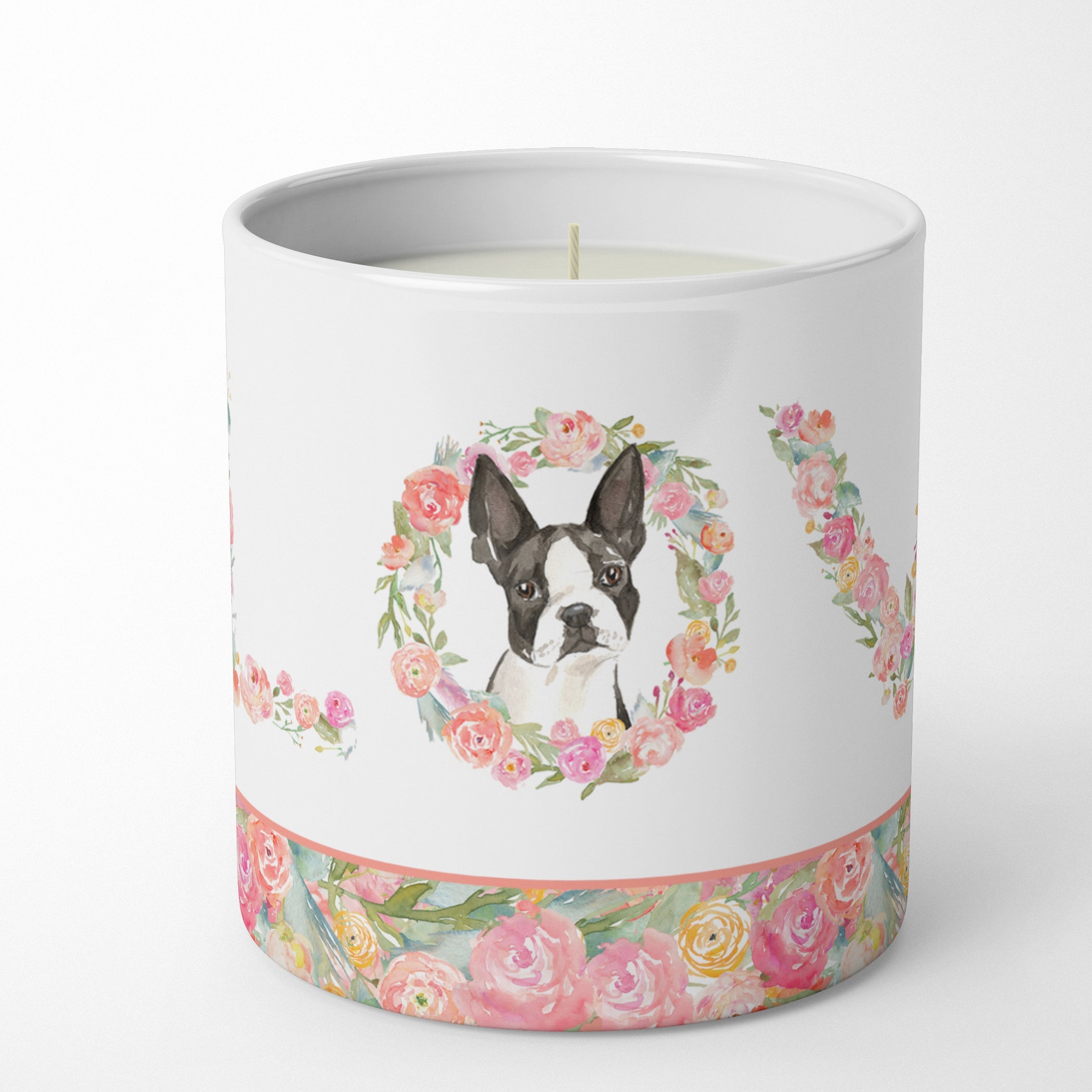 Boston Terrier Love Decorative Soy Candle Nature Soy Wax Essential Oil Home Decor Ideal for Bedroom Kitchen Bath Office Gift, 10 oz
