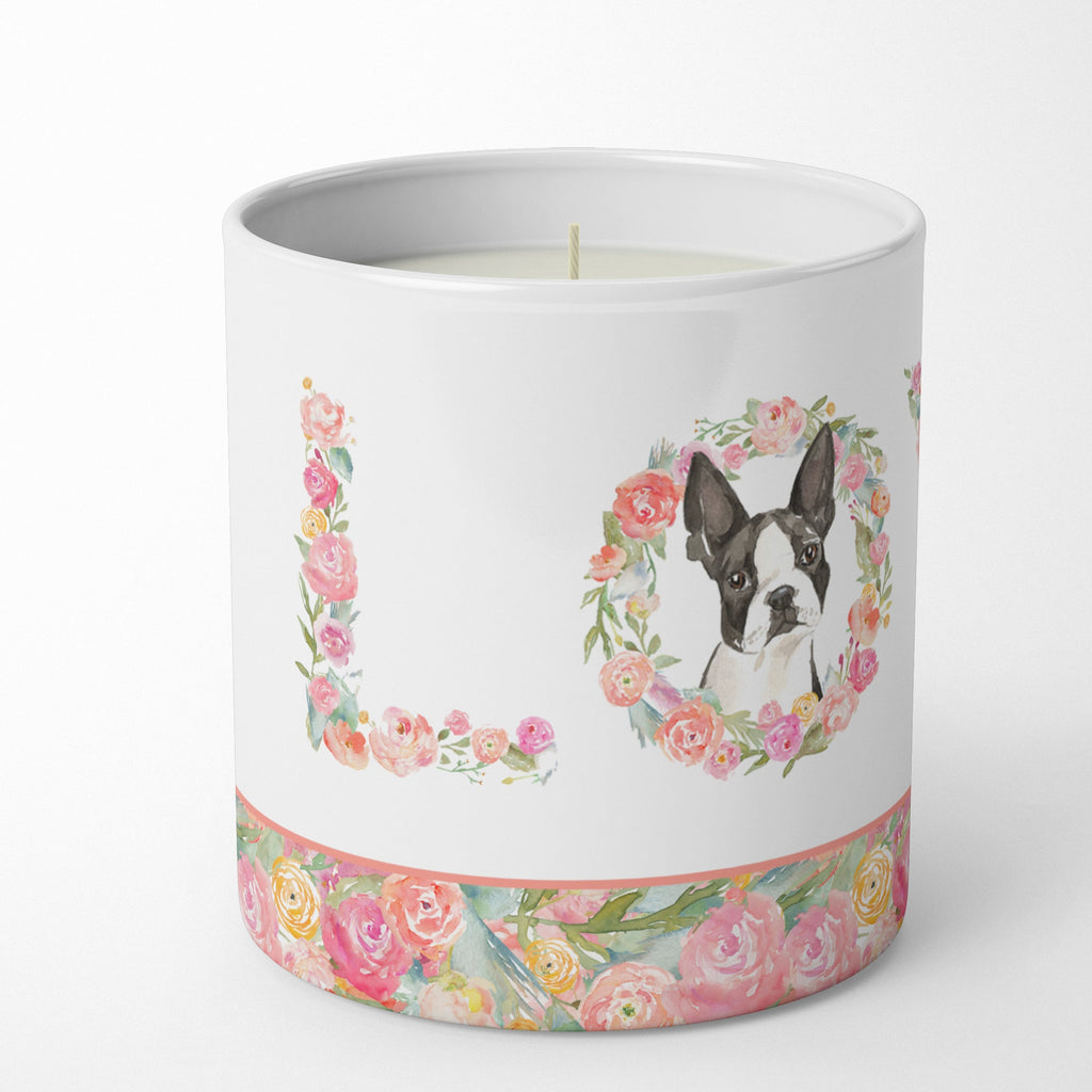 Boston Terrier Love Decorative Soy Candle Nature Soy Wax Essential Oil Home Decor Ideal for Bedroom Kitchen Bath Office Gift, 10 oz
