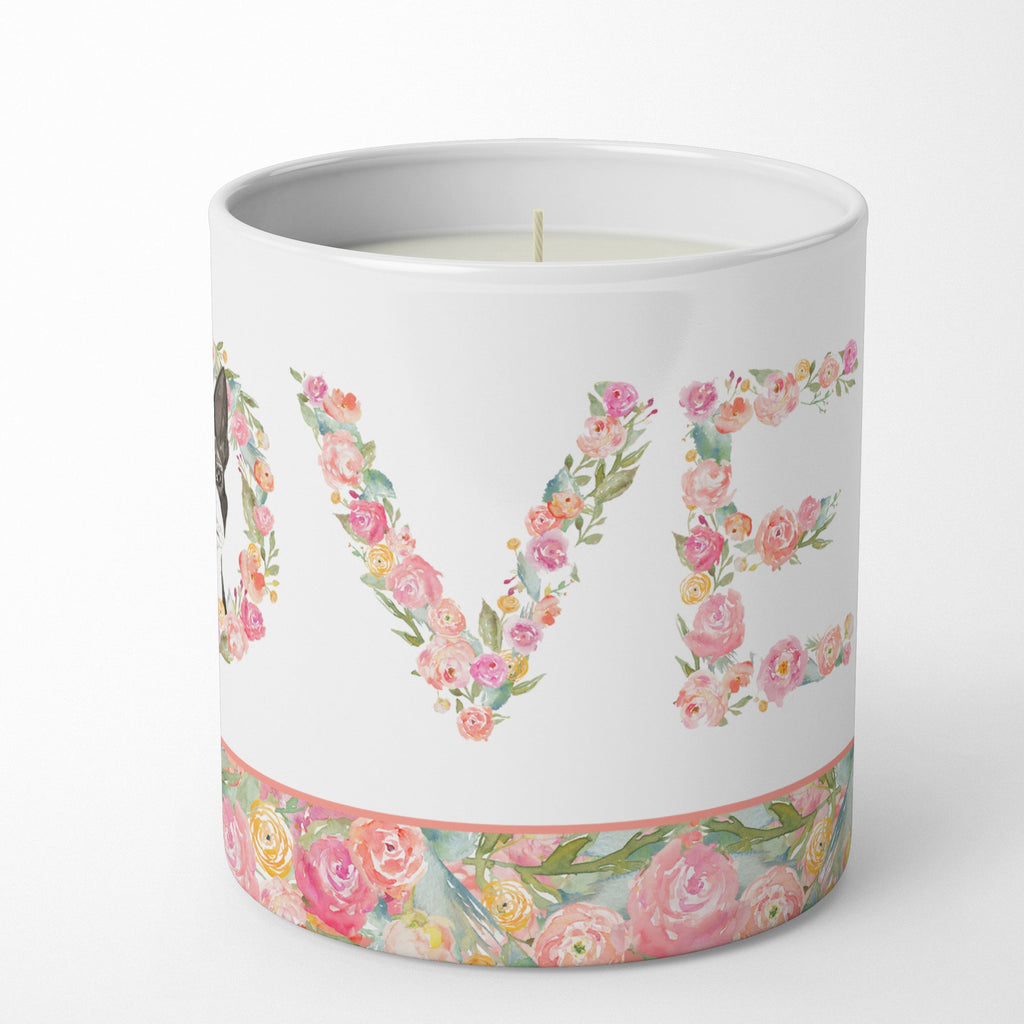 Boston Terrier Love Decorative Soy Candle Nature Soy Wax Essential Oil Home Decor Ideal for Bedroom Kitchen Bath Office Gift, 10 oz