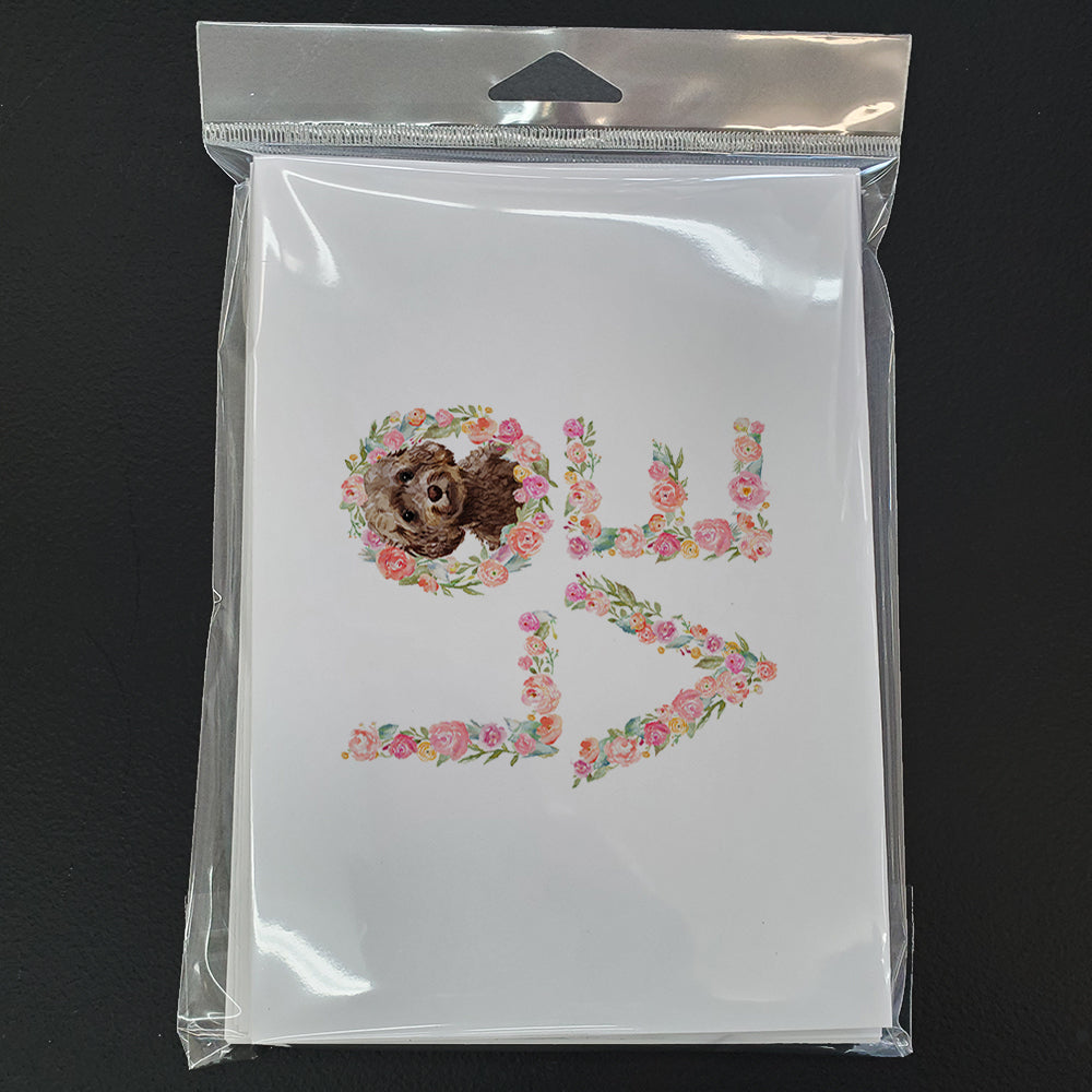 Brown Cockapoo Love Greeting Cards Pack of 8 Blank Cards with Envelopes Whimsical A7 Size 5x7