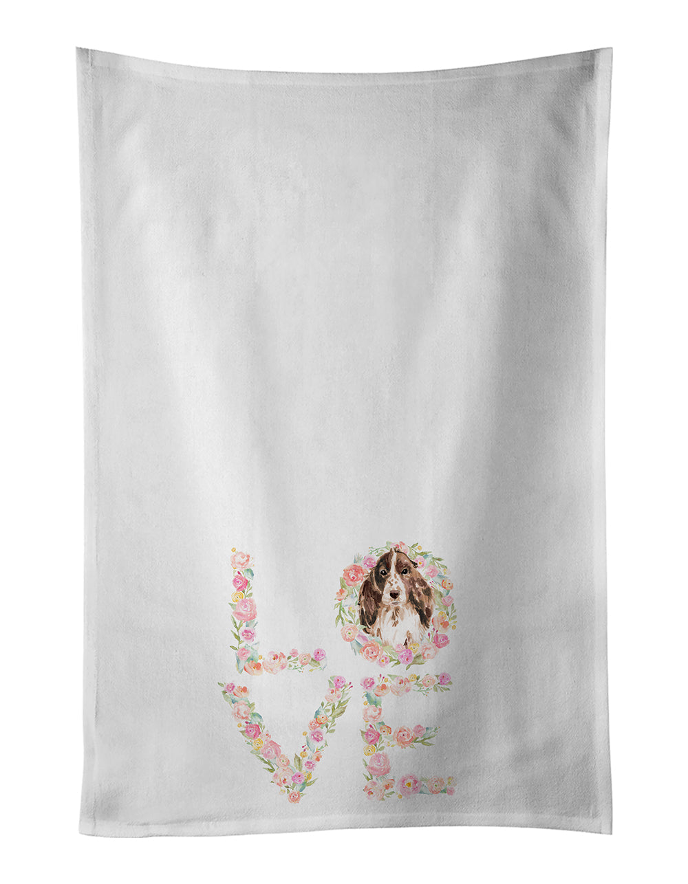 Brown Cocker Spaniel Love Kitchen Towel Set of 2 White Dish Towels Decorative Bathroom Hand towel for Hand, Face, Hair, Yoga, Tea, Dishcloth, 19 X 28", White