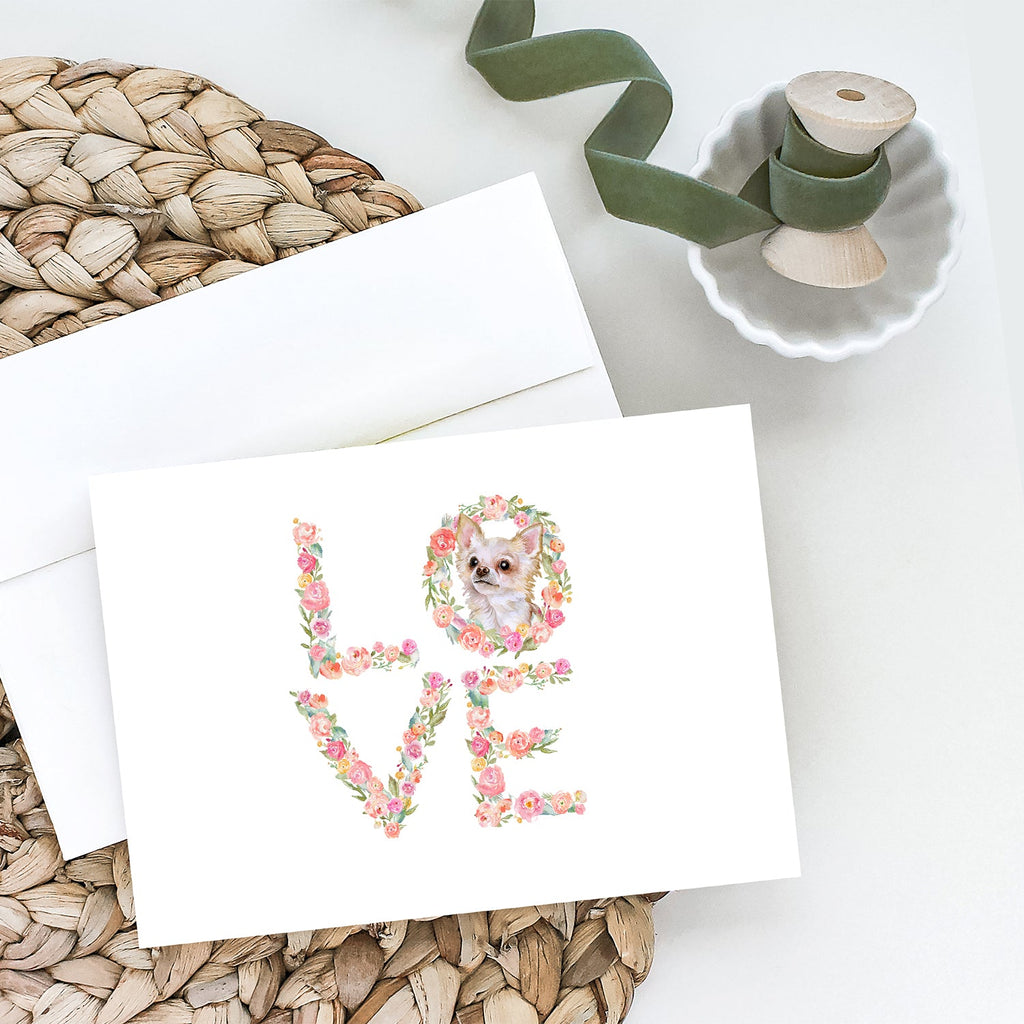Longhaired Chihuahua Love Greeting Cards Pack of 8 Blank Cards with Envelopes Whimsical A7 Size 5x7