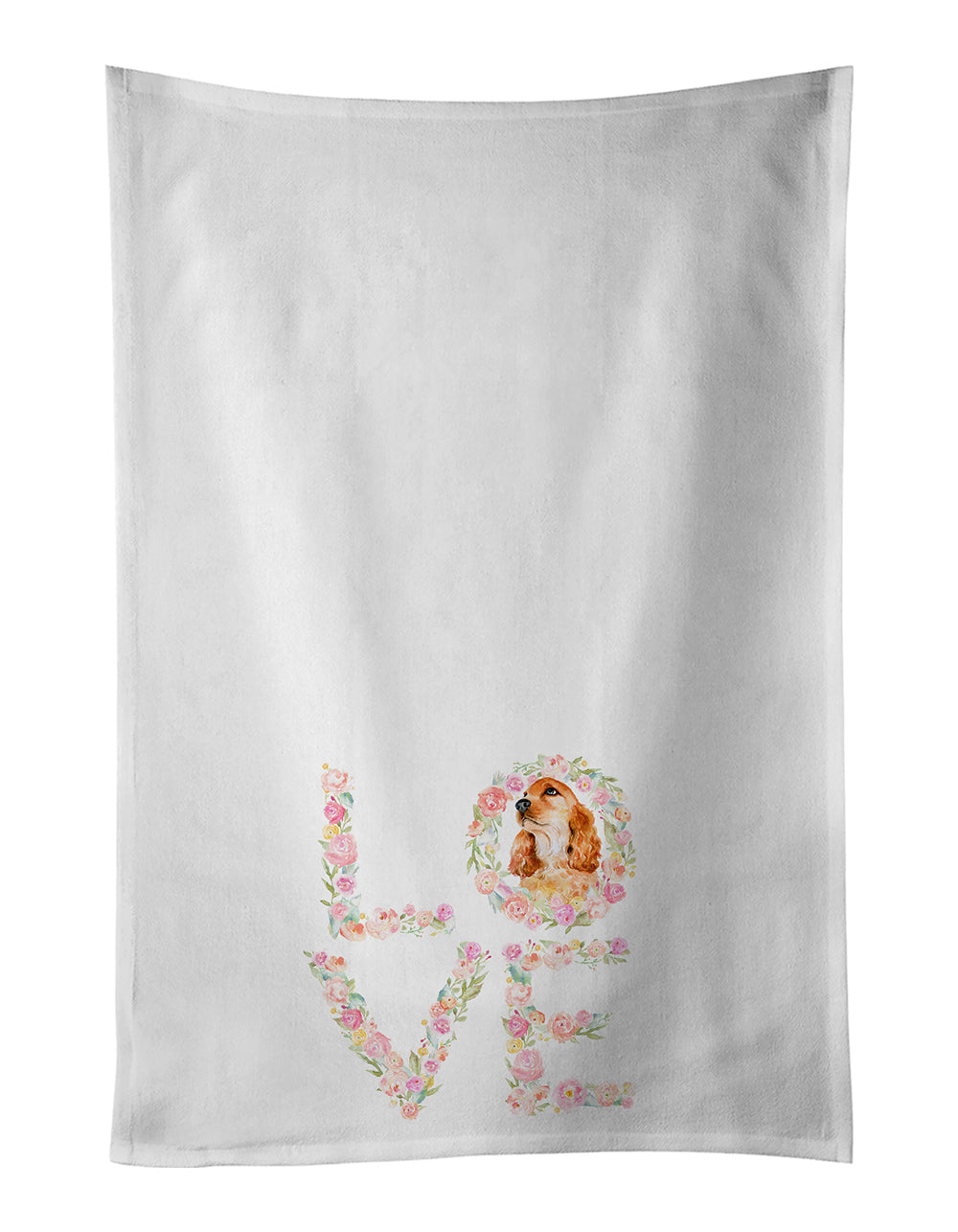 Cocker Spaniel Love Kitchen Towel Set of 2 White Dish Towels Decorative Bathroom Hand towel for Hand, Face, Hair, Yoga, Tea, Dishcloth, 19 X 28", White