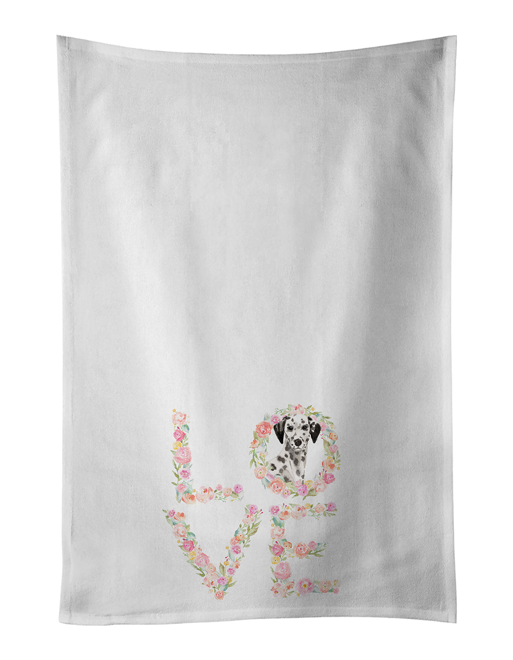 Dalmatian Love Kitchen Towel Set of 2 White Dish Towels Decorative Bathroom Hand towel for Hand, Face, Hair, Yoga, Tea, Dishcloth, 19 X 28", White