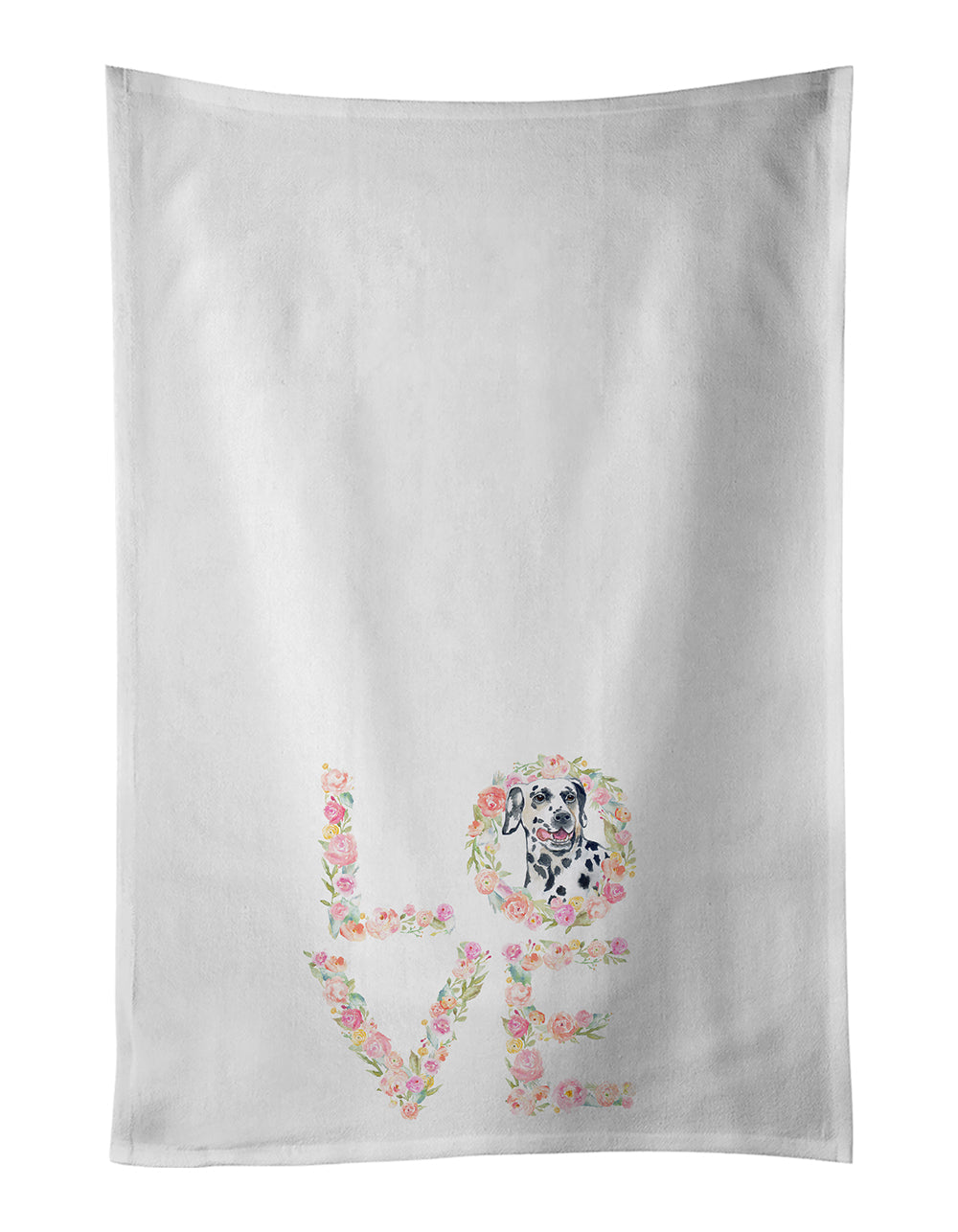 Dalmatian #2 Love Kitchen Towel Set of 2 White Dish Towels Decorative Bathroom Hand towel for Hand, Face, Hair, Yoga, Tea, Dishcloth, 19 X 28", White