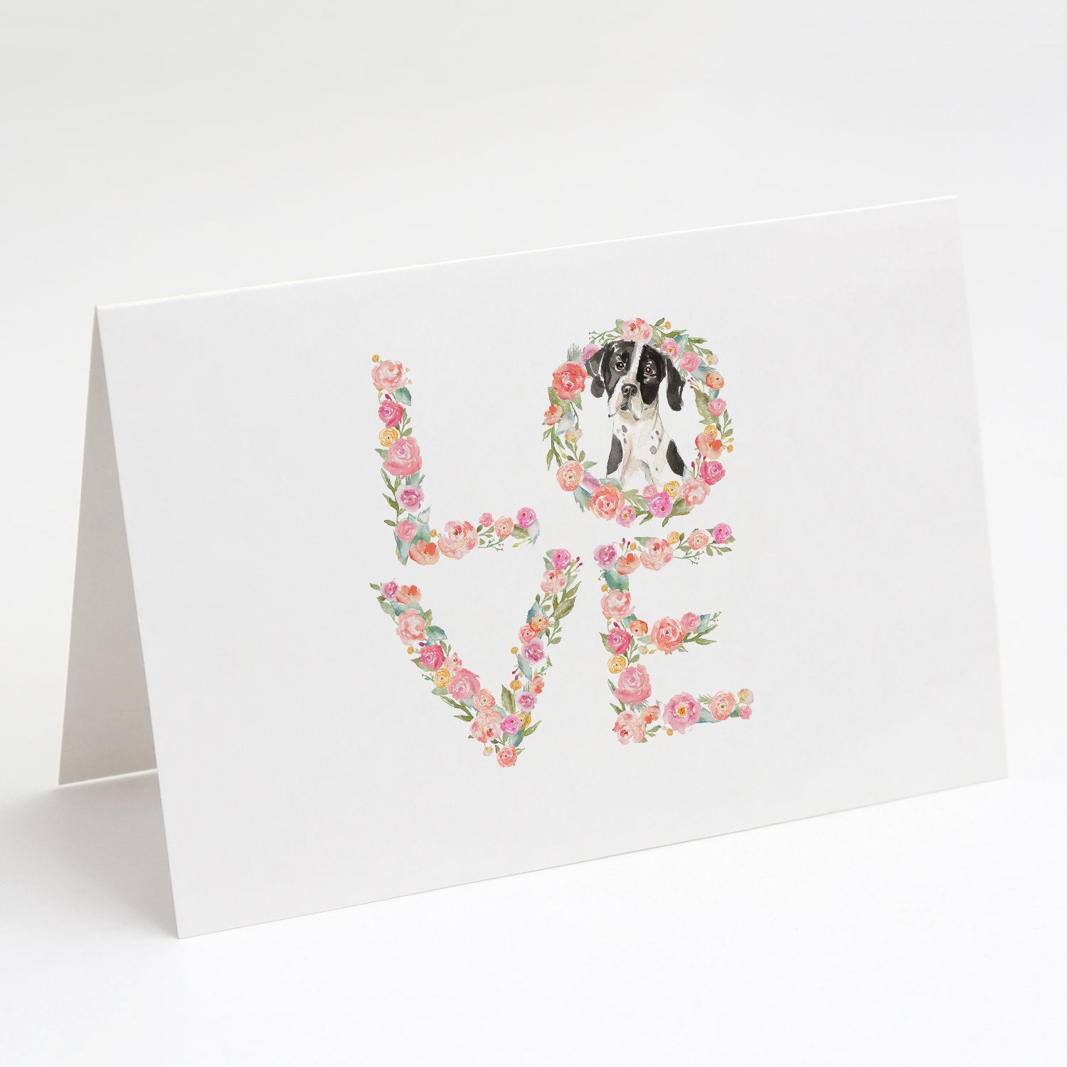 English Pointer Love Greeting Cards Pack of 8 Blank Cards with Envelopes Whimsical A7 Size 5x7