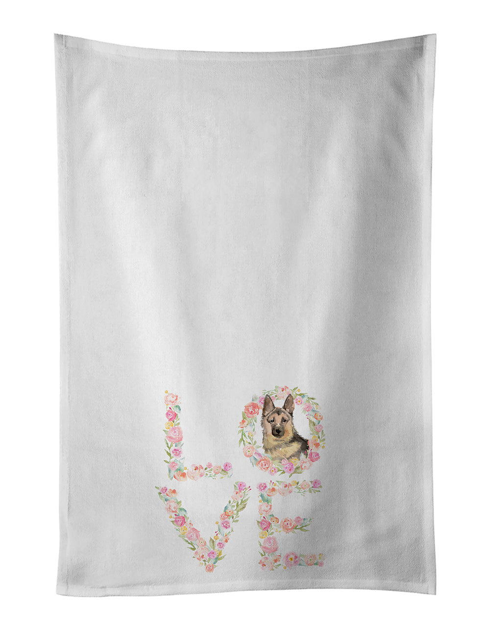 German Shepherd Love Kitchen Towel Set of 2 White Dish Towels Decorative Bathroom Hand towel for Hand, Face, Hair, Yoga, Tea, Dishcloth, 19 X 28", White