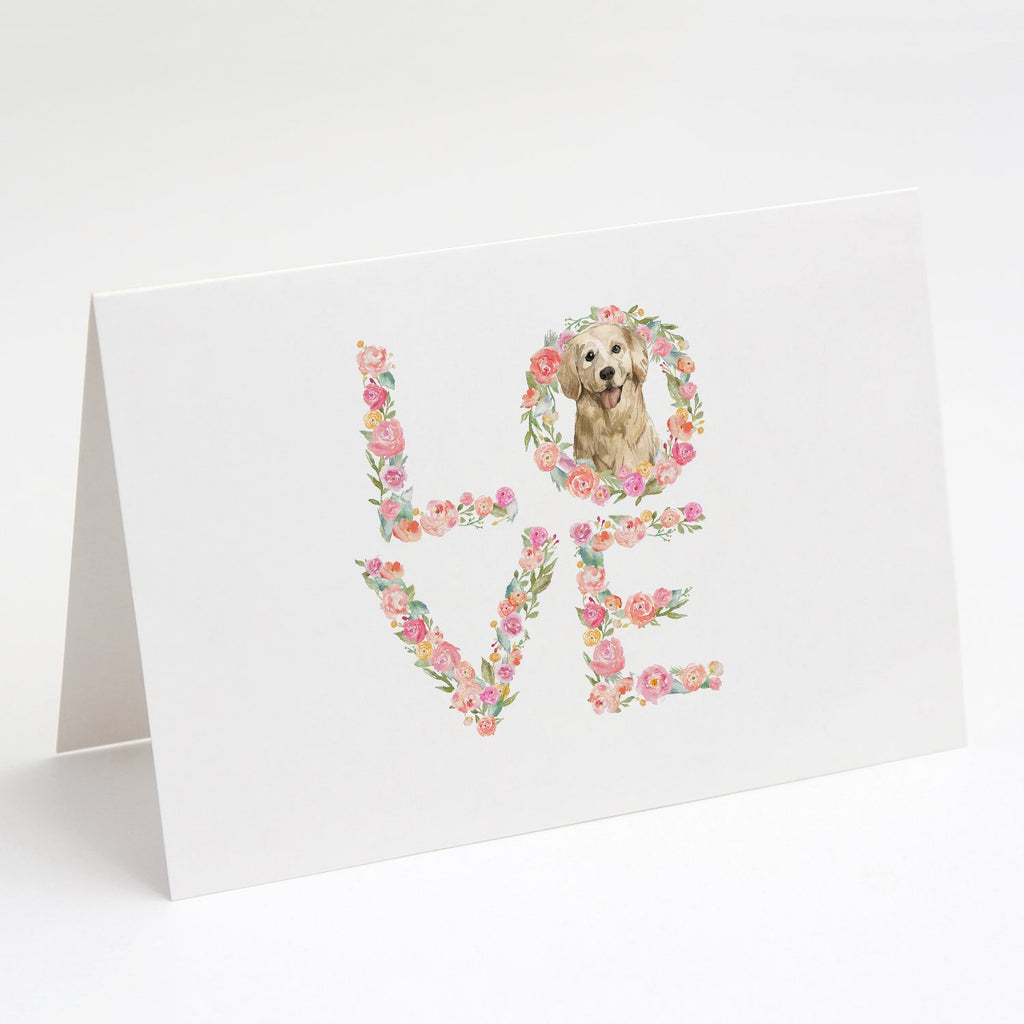 Golden Retriever Love Greeting Cards Pack of 8 Blank Cards with Envelopes Whimsical A7 Size 5x7