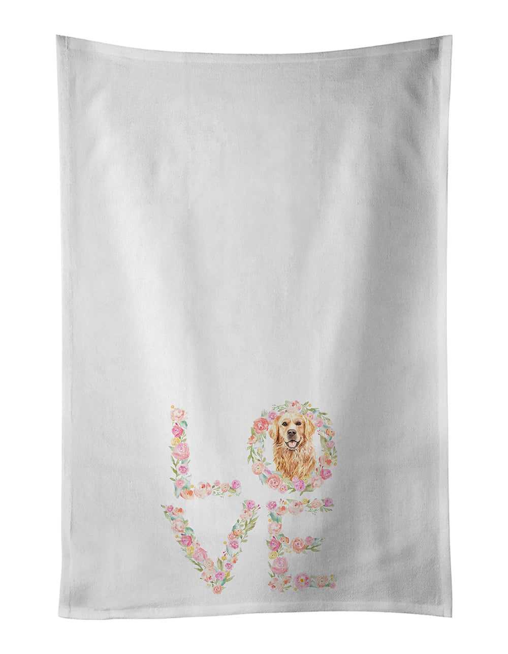 Golden Retriever #2 Love Kitchen Towel Set of 2 White Dish Towels Decorative Bathroom Hand towel for Hand, Face, Hair, Yoga, Tea, Dishcloth, 19 X 28", White