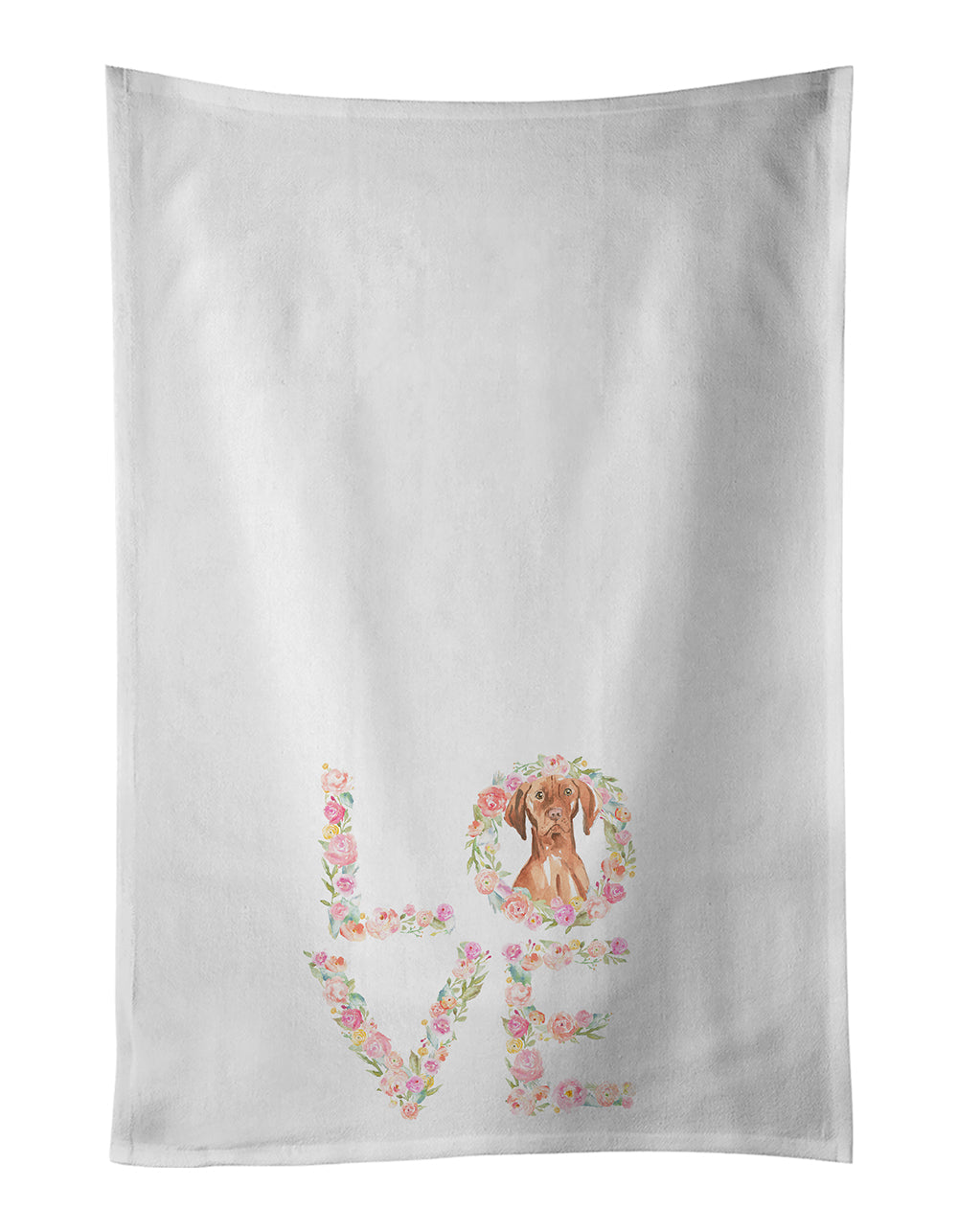 Vizsla Love Kitchen Towel Set of 2 White Dish Towels Decorative Bathroom Hand towel for Hand, Face, Hair, Yoga, Tea, Dishcloth, 19 X 28", White