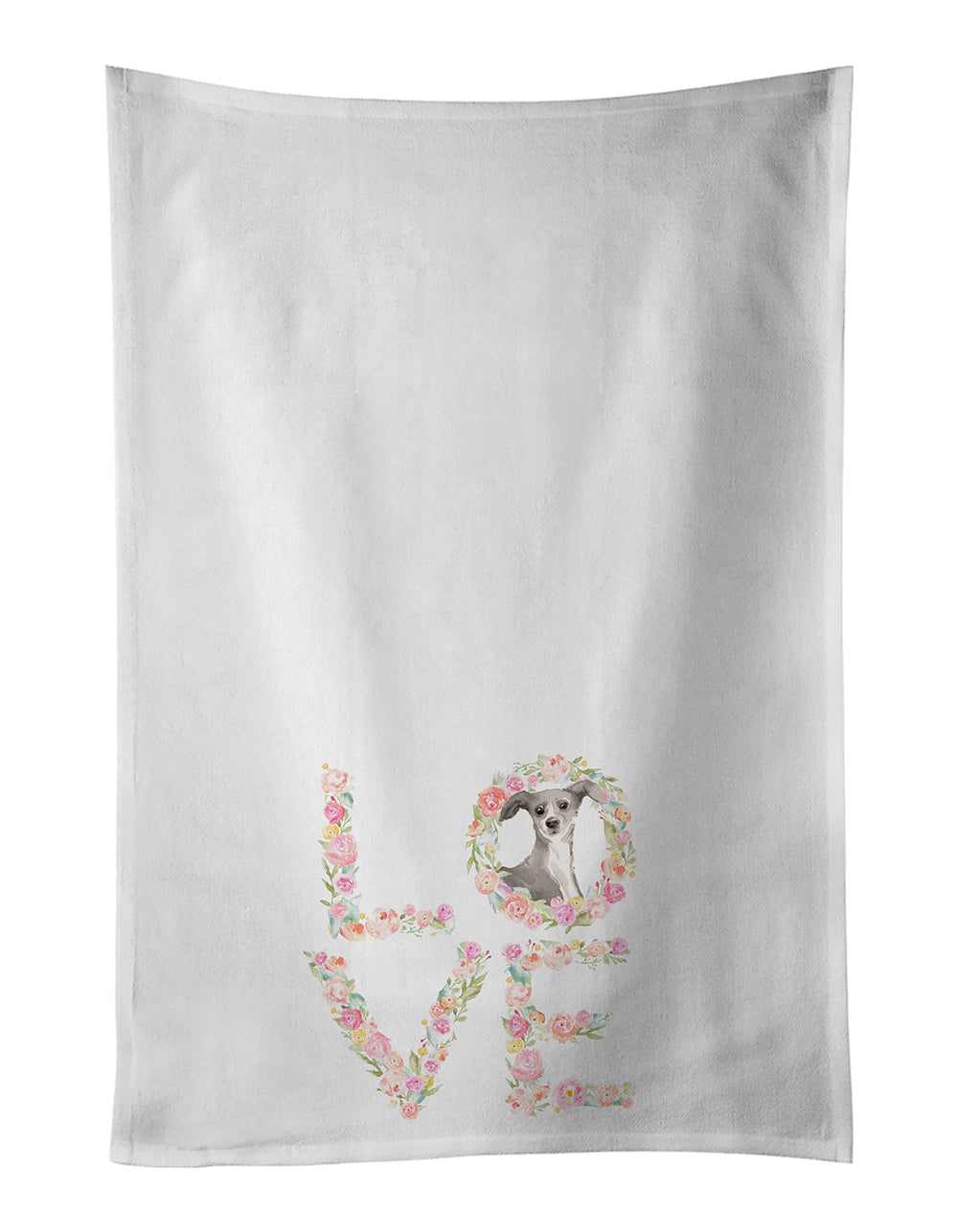 Italian Greyhound Love Kitchen Towel Set of 2 White Dish Towels Decorative Bathroom Hand towel for Hand, Face, Hair, Yoga, Tea, Dishcloth, 19 X 28", White