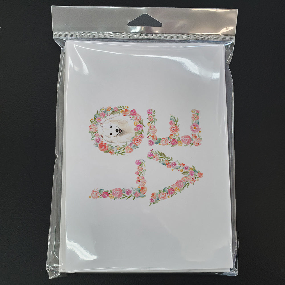 Japanese Spitz Love Greeting Cards Pack of 8 Blank Cards with Envelopes Whimsical A7 Size 5x7
